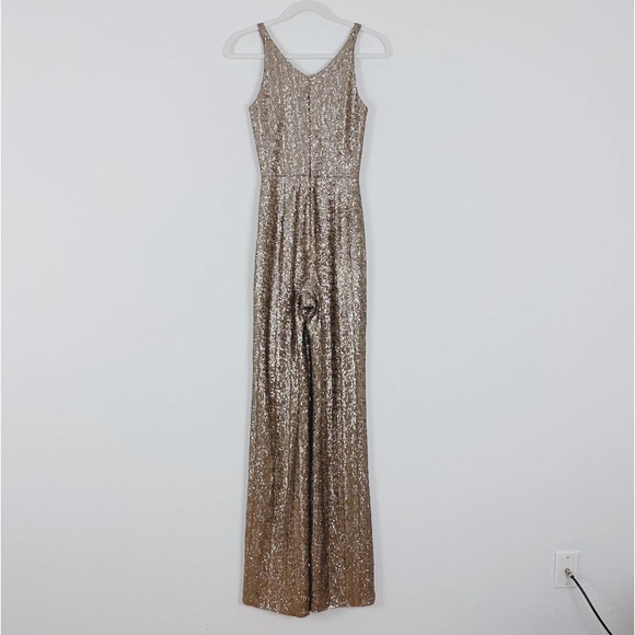 NEW Dress The Population Charlie Bronze Sequin Jumpsuit - Picture 3 of 5